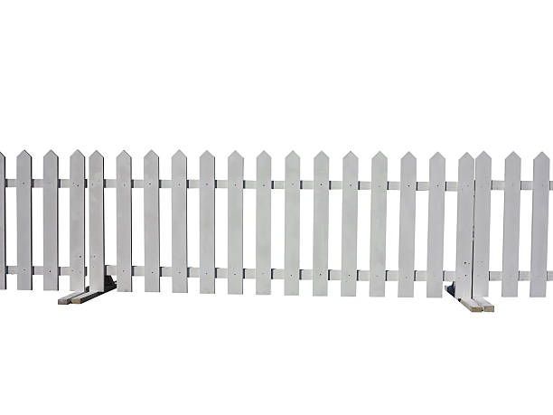 istock Wooden fence at ranch isolated on white background 529836875