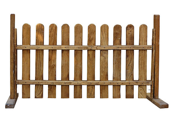 istock Wooden fence at ranch isolated on white background 529836923