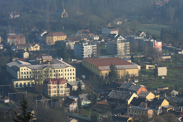 istock Small city in december morning 529837077