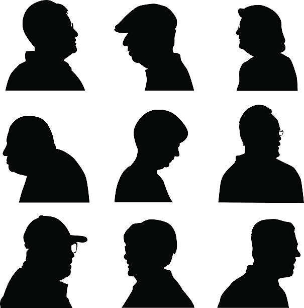 ilustrações, clipart, desenhos animados e ícones de rosto sênior perfis - senior adult silhouette senior men people
