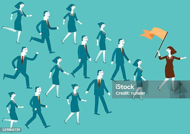 Team Leader Showing The Way New Biz Stock Illustration - Download Image Now - Leadership, Role Model, Women