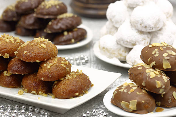 Various Christmas traditional desserts on the table