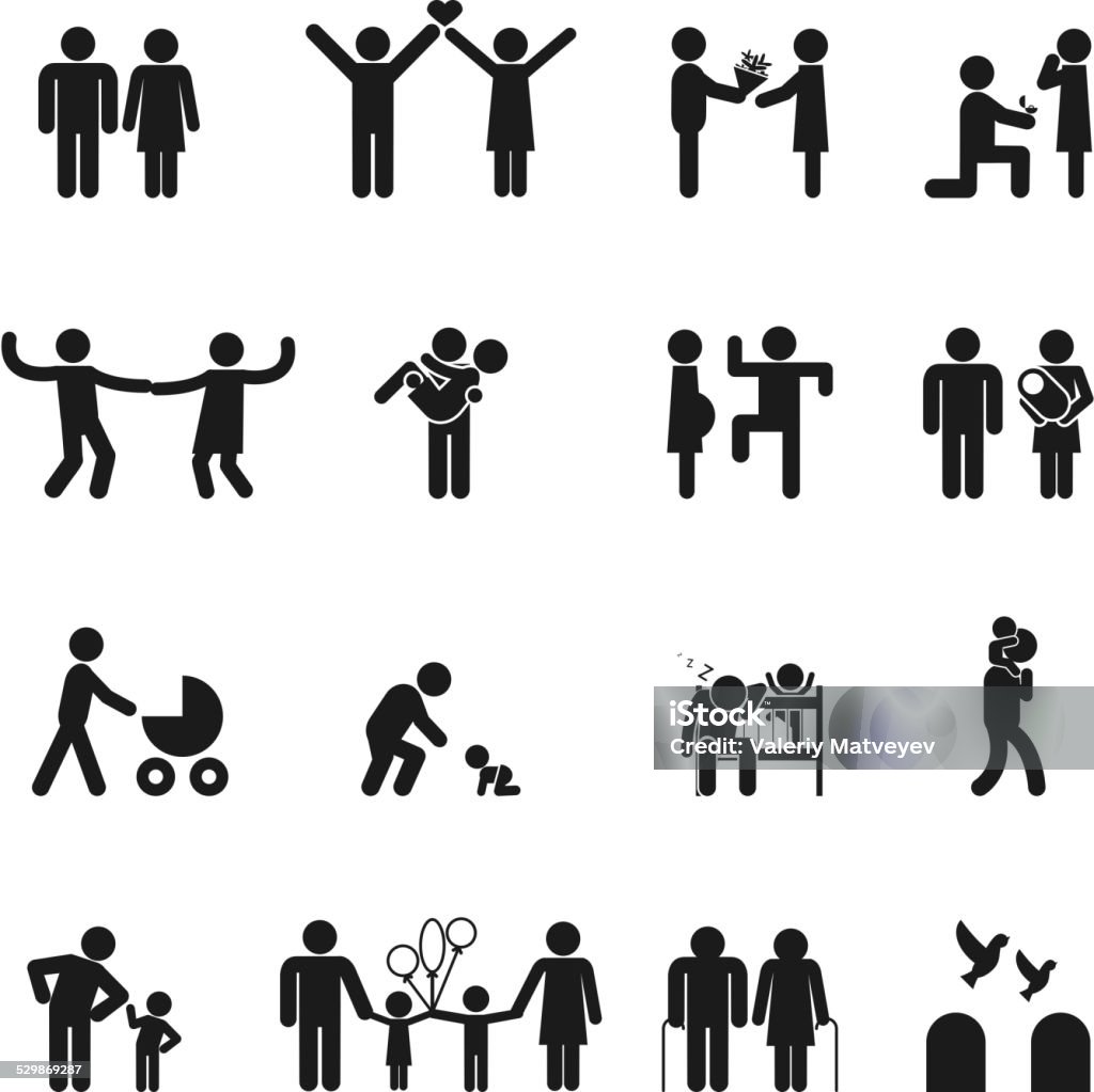Vector family icons Vector family icons. Set of  Love and family life black and white Cut Out stock vector