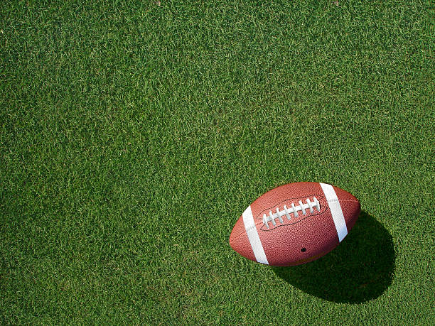 istock Football on Sports Turf Grass Angled Left 529869503