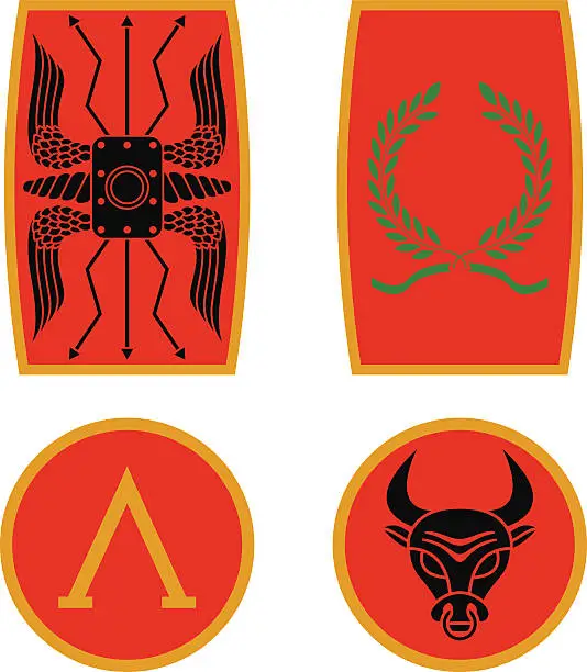 Vector illustration of set of ancient shields