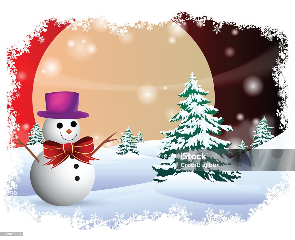 Christmas and new year Snowman in the moonlight Backgrounds Stock Photo