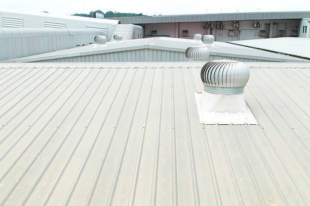 Architectural detail of metal roofing on commercial construction Architectural detail of metal roofing on commercial construction  clad stock pictures, royalty-free photos & images