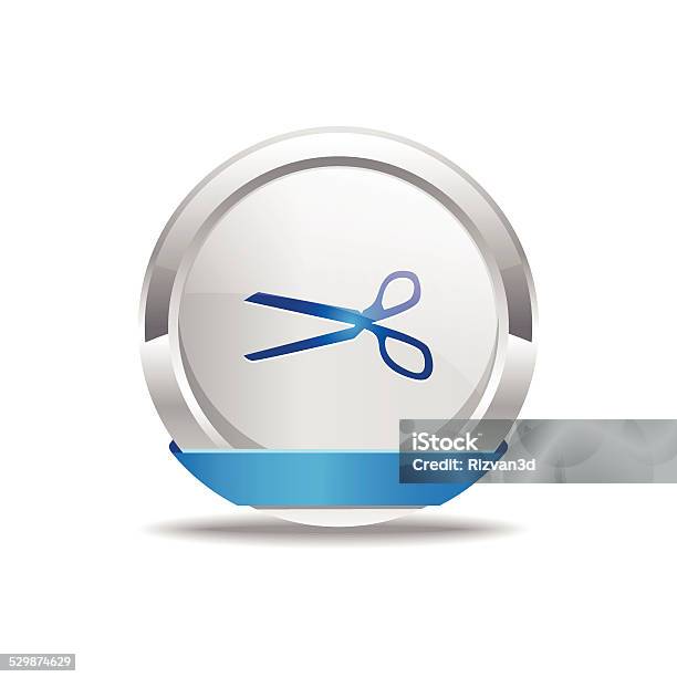 Scissor Sign Blue Vector Icon Button Stock Illustration - Download Image Now - Accessibility, Blue, Chrome