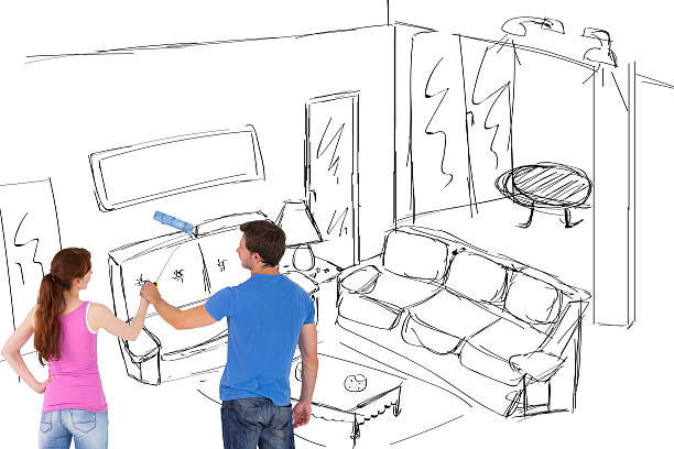 istock Composite image of couple painting a wall together 529899103