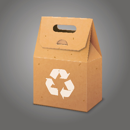 Craft Paper Pucket Vector Blank Paper Craft Packaging Bag With Handle Vector Stock Illustration ...