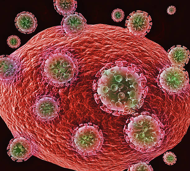HIV Viruses Attacking Cell stock photo