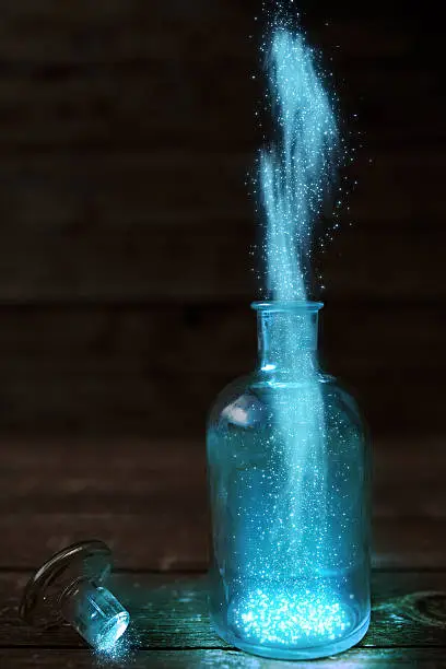 Magic Potion Bottle with cloud rising out.