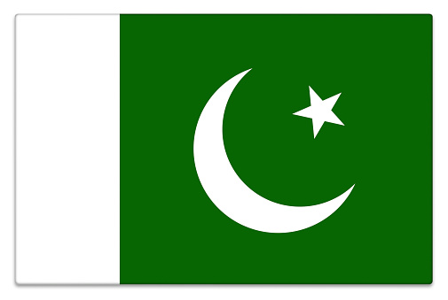 Gloss Pakistani flag on white with subtle shadow.