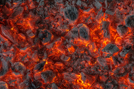 incandescent orange and red embers texture