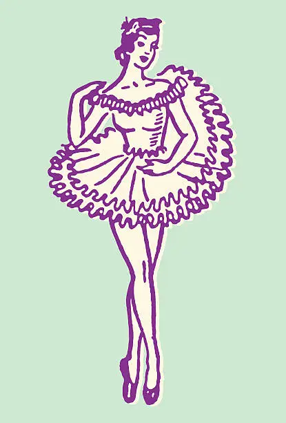 Vector illustration of Female Dancer En Pointe