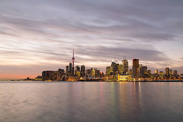 Toronto Skyline from the East at twilight stock photo