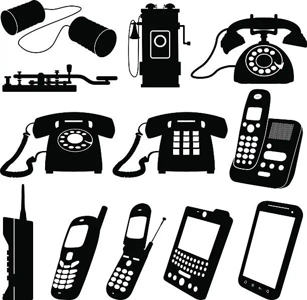 Vector illustration of Old and New Telephones Vector Illustrations