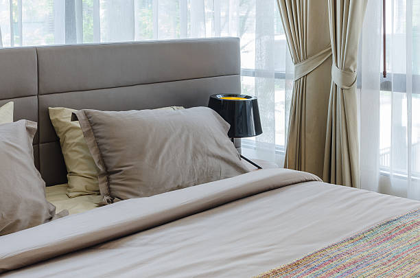 istock modern bedroom with black lamp 529931679