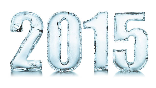 Year 2015 cut from ice isolated on white background