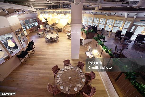 European Restaurant In Bright Colors Stock Photo - Download Image Now - Alcohol - Drink, Architecture, Arts Culture and Entertainment