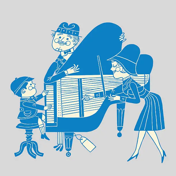 Vector illustration of Boy Playing the Piano