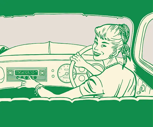 Vector illustration of Woman Driving a Car