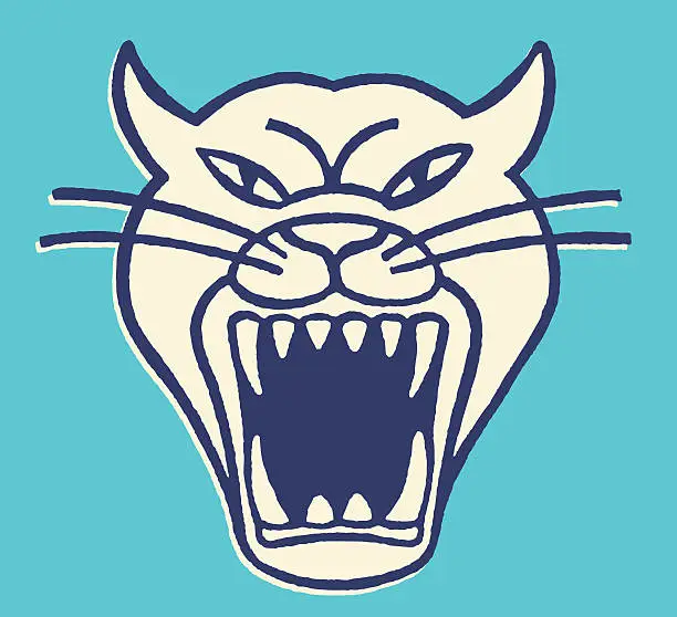 Vector illustration of Roaring Big Cat