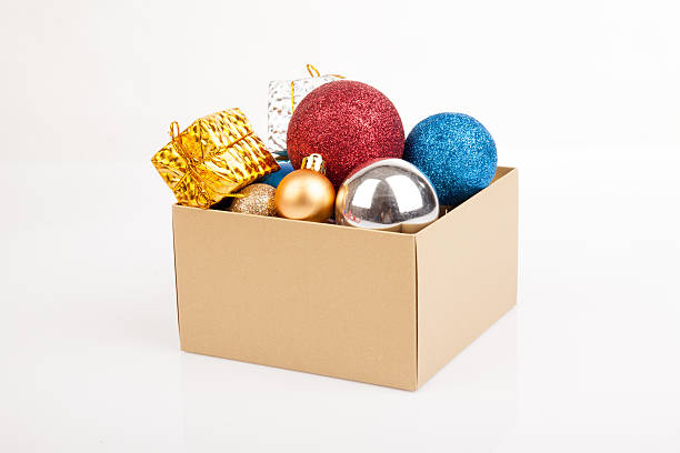 istock Christmas tree bauble and ornament in a box 529949411