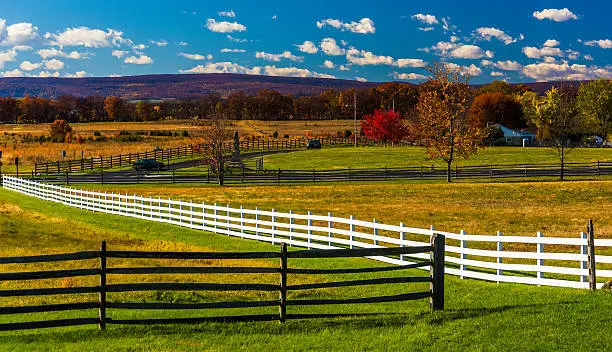 Fences and fields in Gettysburg, Pennsylvania.