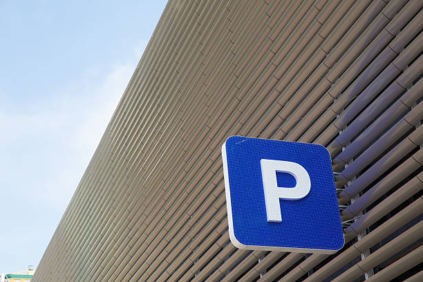 istock parking sign on big building on background sky 529950959