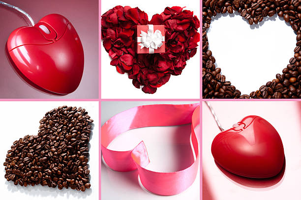 kreative hearts - coffee bean coffee flower ribbon stock-fotos und bilder