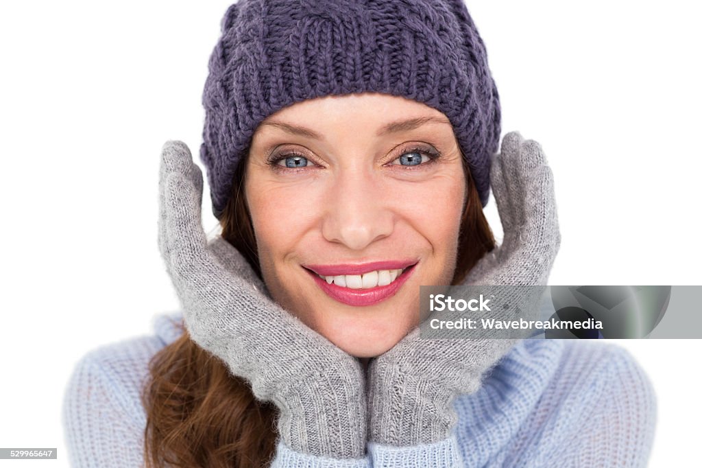 Pretty redhead in warm clothing Pretty redhead in warm clothing on white background 30-39 Years Stock Photo