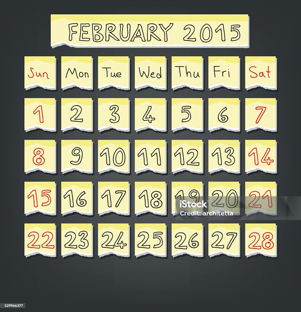 February 2015 February 2015 Calendar Stock Illustration - Download Image Now - 2015 ...