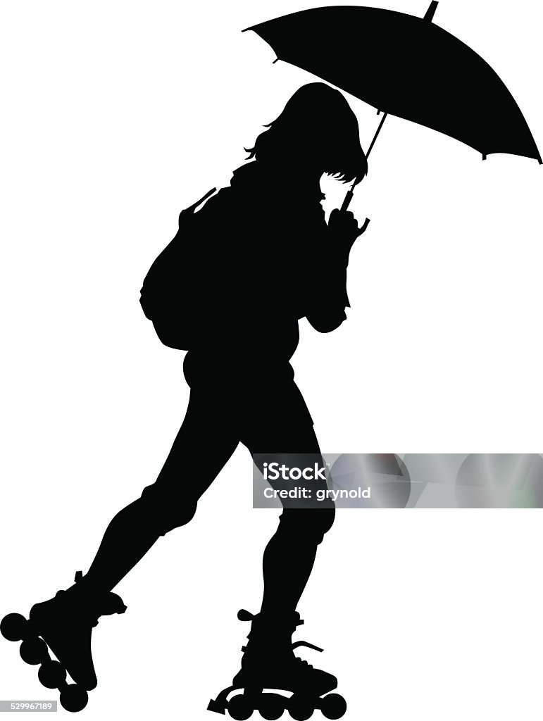 Roller girl Silhouette athletes of skates on white background Active Lifestyle stock vector