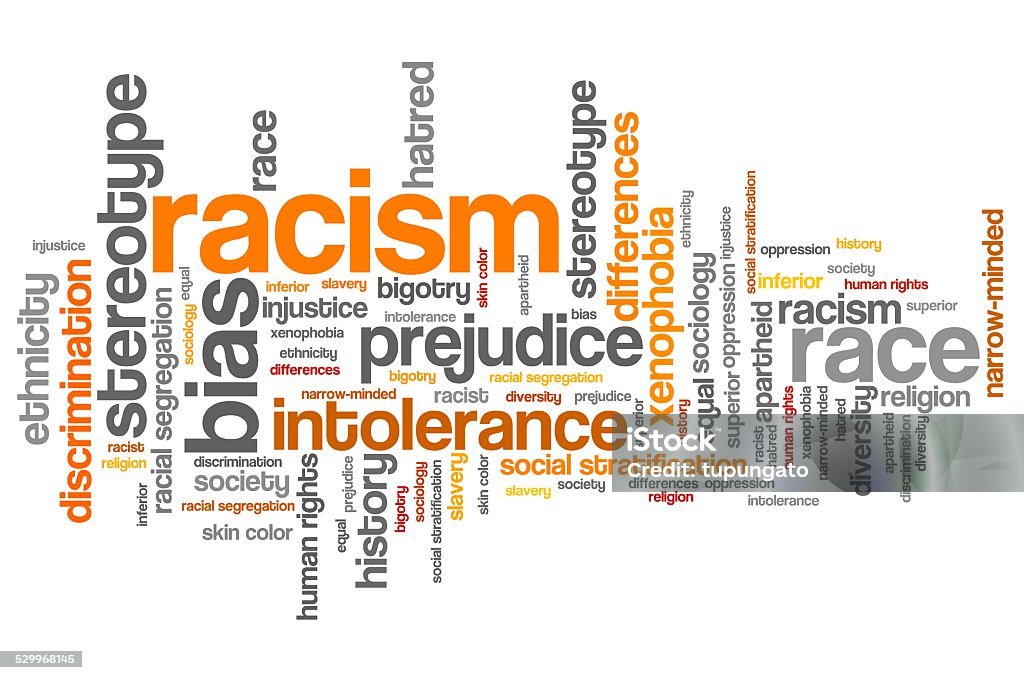 Racism Racism - social issues and concepts word cloud illustration. Word collage concept. Racism stock illustration