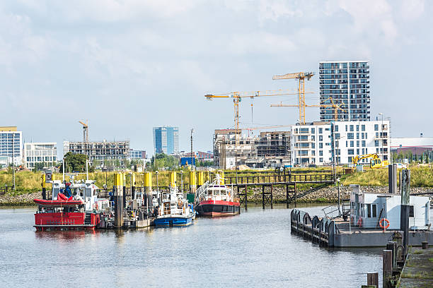 Bremen: Industrial port with new big construction site in the background