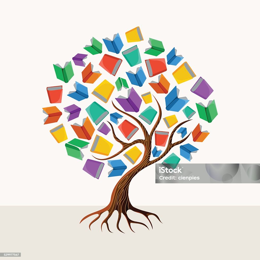 교육 나무 예약 컨셉입니다 일러스트 책에 대한 스톡 벡터 아트 및 기타 이미지 - 책, 나무, 도서관 - Istock