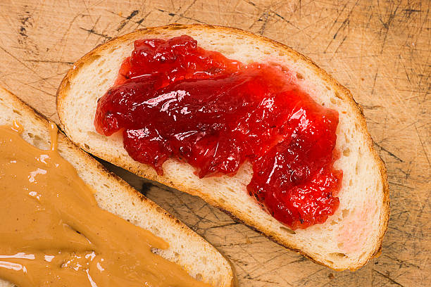 istock Open Face Sandwich with Peanut Butter and jelly 529977869