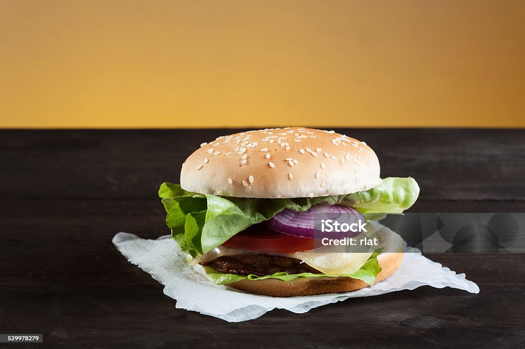 hamburger on plate hamburger and chips on plate Beef Stock Photo