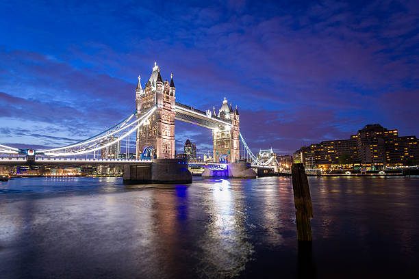 istock Tower Bridge in London illumination at dusk 529979919