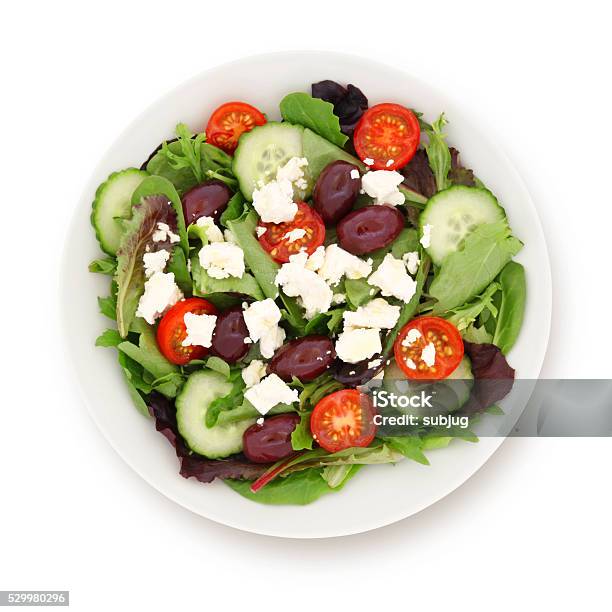 Greek Salad Stock Photo - Download Image Now - Salad, White Background, Greek Salad