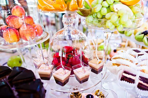 istock Elegance wedding reception table with food and decor 529981226