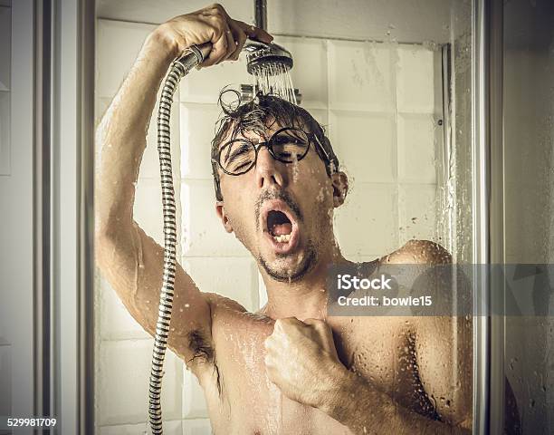 Man In The Shower Stock Photo - Download Image Now - Shower, Cold Temperature, Water