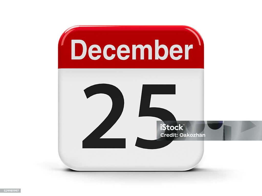 25th December Calendar web button - The Twenty Five of December, three-dimensional rendering December Stock Photo