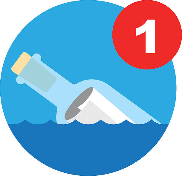 Message In A Bottle Icon Vector Illustration Of A Message Bottle Which Is To Be Used As A Computer Icon For Incoming Mail Notification sos stock illustrations