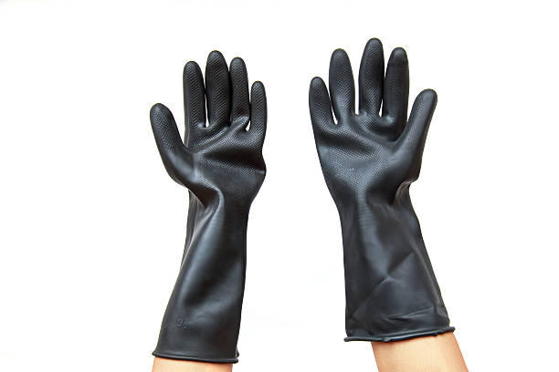 istock Hand wear plastic glove isolated on white background 529984121