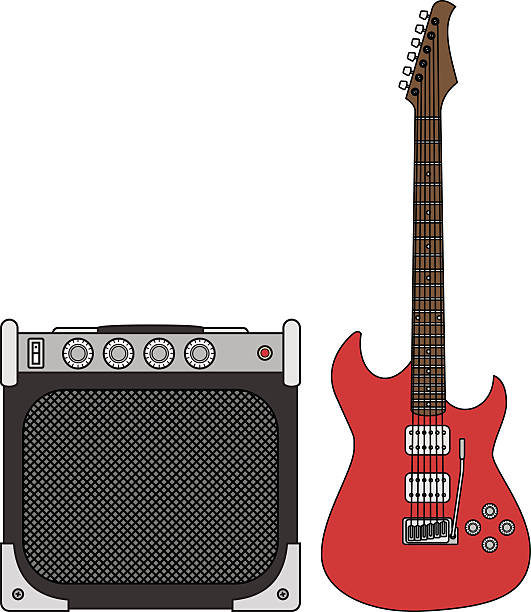 elektrische gitarre und verstärker - weight training audio stock-grafiken, -clipart, -cartoons und -symbole