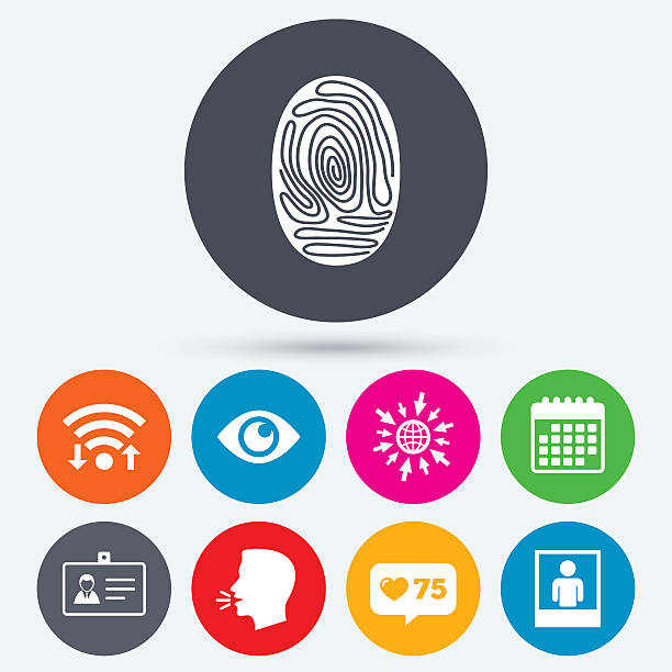 識別 id カードバッジアイコン。目のシンボル。 - fingerprint identity id card biometrics点のイラスト素材／クリップアート素材／マンガ素材／アイコン素材