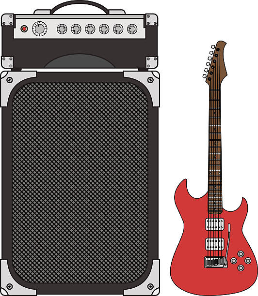 elektrische gitarre und verstärker - weight training audio stock-grafiken, -clipart, -cartoons und -symbole