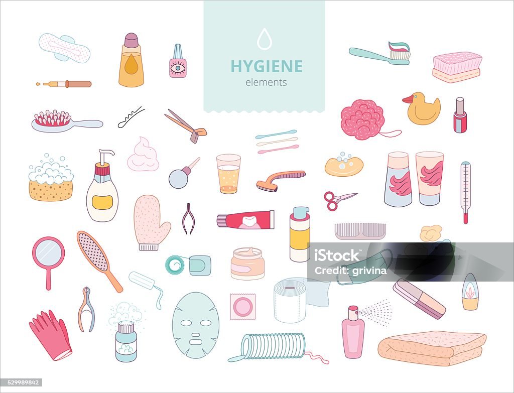 Basic Hygiene Elements Hygiene Elements Stock Illustration - Download Image Now - Healthcare ...